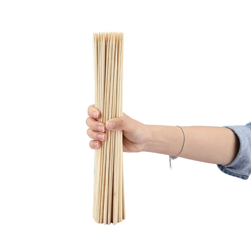 100pcs 20-50CM Disposable Food Sticks Bamboo Skewers Food Bamboo Meat tool Barbecue Party Disposable Long Sticks BBQ Accessorie