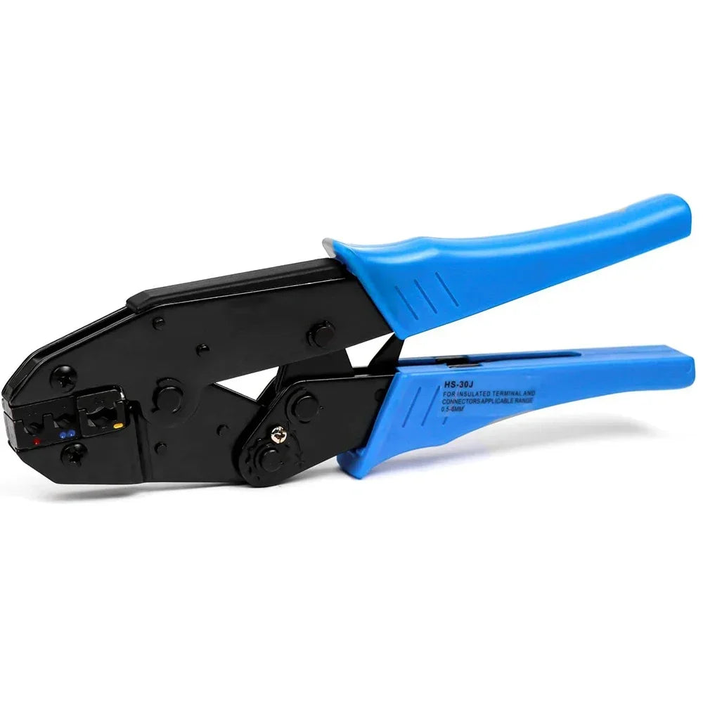 HS-30J Professional Insulated Wire Terminal Connector Ratchet Crimper, Wire Crimping Tool, Crimping Pliers 20-10AWG (0.5-6mm²）