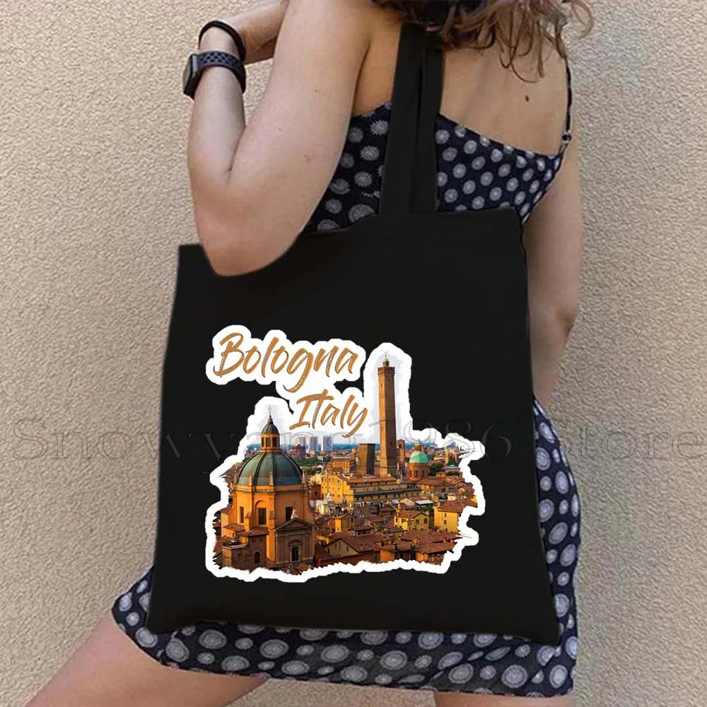 Funny Ciao Bella Saying Italy Flag Rome Colosseum Firenze Florence Panorama Italian Canvas Tote Bag Shopper Girl Casual Handbag