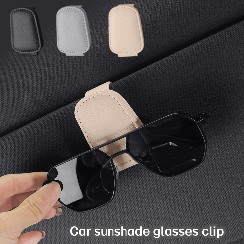 Car Glasses Holder Sun Visor Torage Clip Leather Card Ticket Fastener Multi Functional Magnetism Cars Interior Storage Bracket