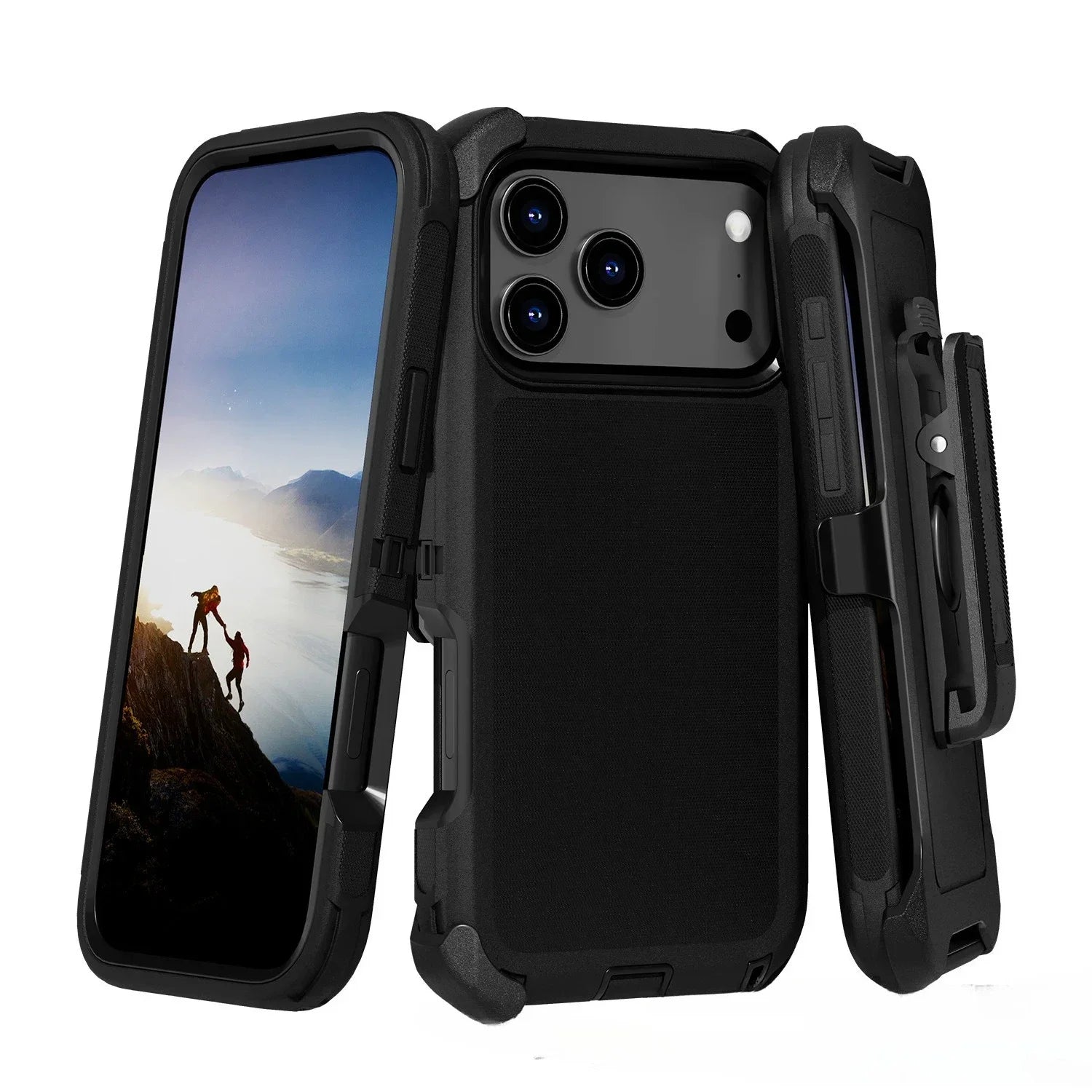 Rugged Shockproof Case with Belt Clip 2-Tone Design Heavy Duty Protection Armor Shell for IPhone 17 Air 16 15 14 Plus 13 Pro Max
