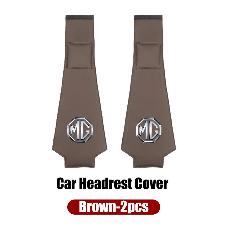 Car Headrest Storage Cover Leather Neck Pillowcase For Morris Garages MG 6 3 5 7 TF ZR ZS HS GS GT Hector RX5 RX8 350 550 Gundam