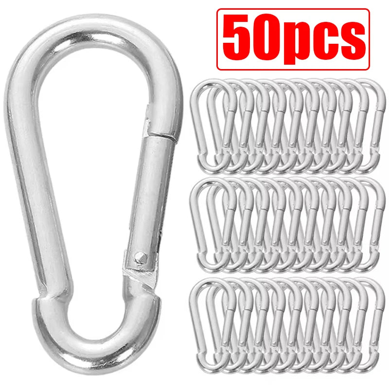 50/10Pcs Mini Carabiner Keychain Alluminum Alloy D Type Buckle Spring Snap Clip Hooks Keychain Carabiner for Keys Camping Tool