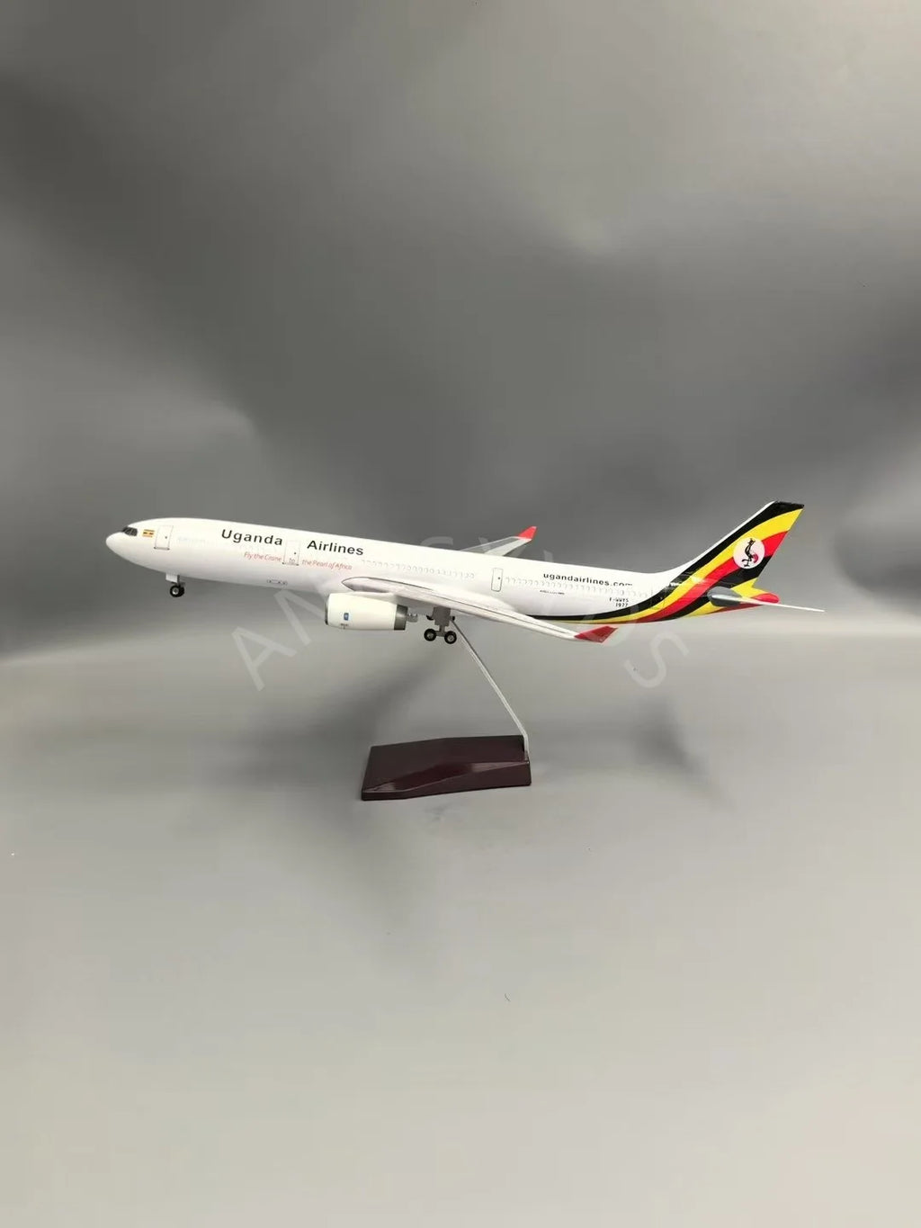 47cm Scale Aircraft A330 Ugandan Airlines Miniature Airplane Diecast Resin With Landing Gear Boys Toys Flight Machine Model Gift