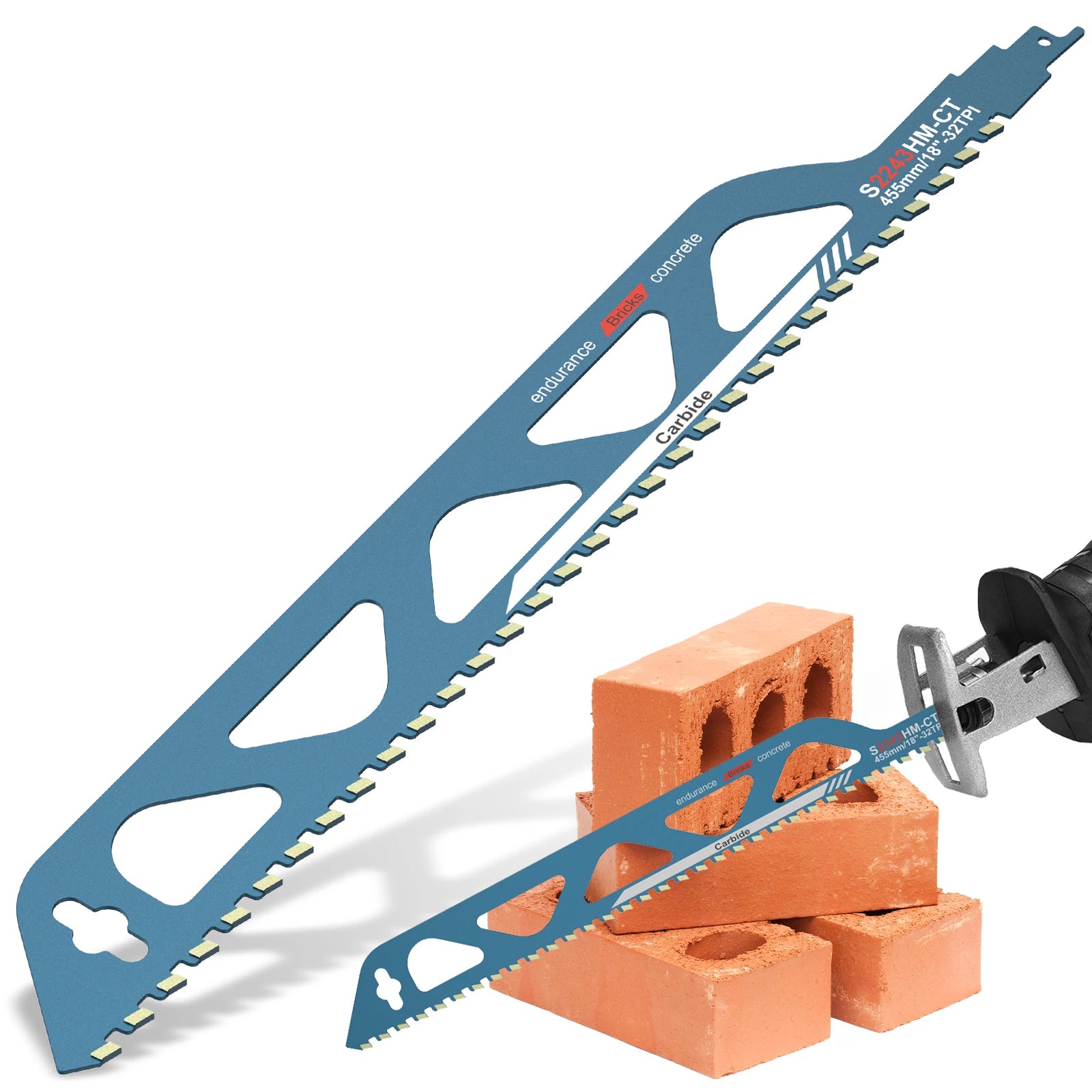 Reciprocating Saw Blade 10/12/18/20inch Carbide Sawzall Blades for Cutting Aerated Concrete, Concrete Block, Brick, Hand Tools