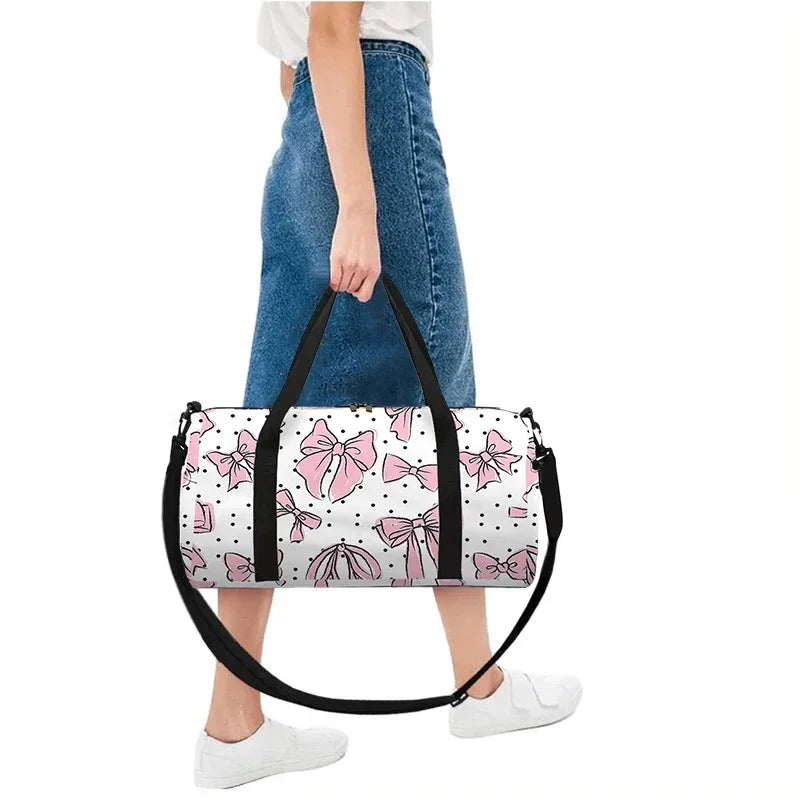 Pink Butterfly Large Capacity Luggage Bag for Boy/Girls Best Gifts 2D Cartoon Travel Duffels for Children Outdoor Fitness Bag