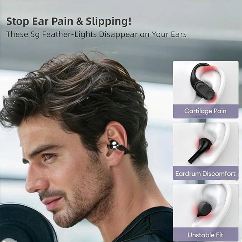 Clear Calls Earbuds Wireless IP7 Waterproof OWS Earphone with LED Display Long-Battery Life Headphone for Business Electronics
