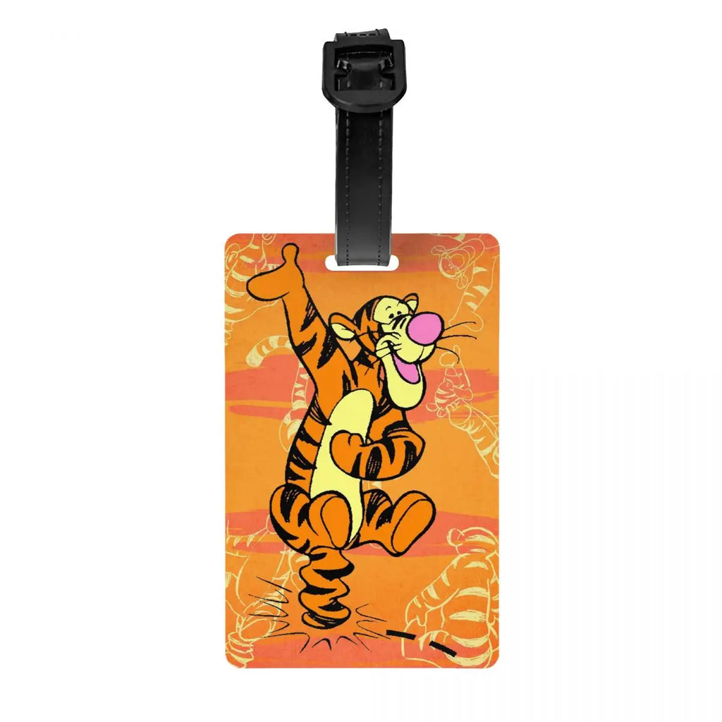 Custom My Friends Cartoon T-Tigger Pooh Luggage Tag Privacy Protection Baggage Tags Travel Bag Labels Suitcase