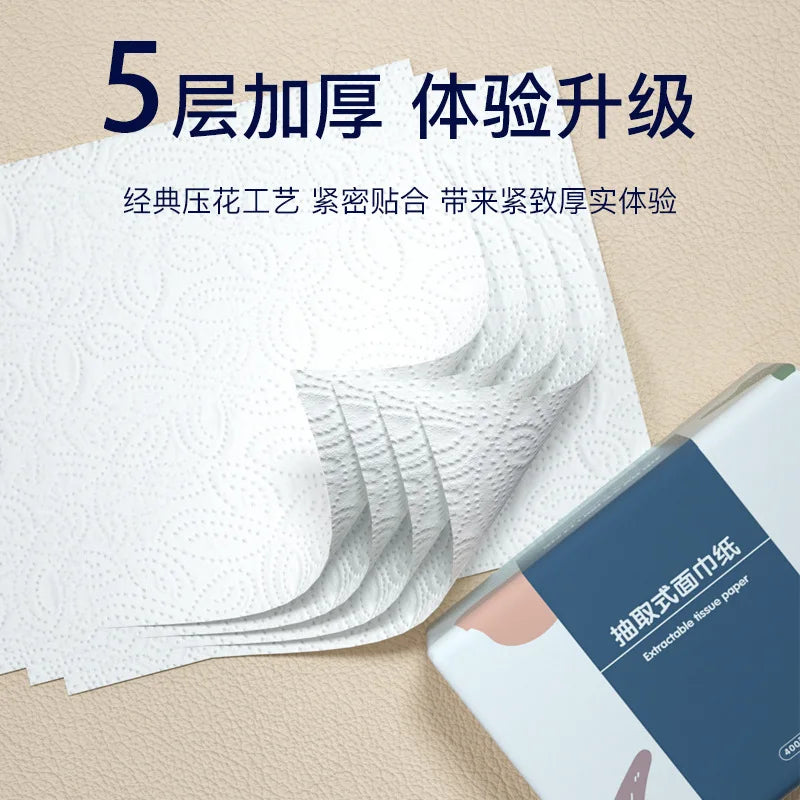 400Tissue Paper Facial Tissue Original Wood Pulp Extractable Hand Wiping Paper Napkin Paper for Car and Home Use Economical Pack