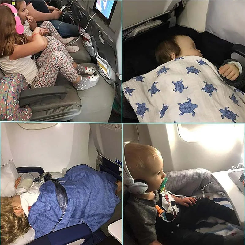 Universal Inflatable Portable Travel FootRest Airplane Train Bus Sleeping Pad Flocking Material Blue And Gray Colour With Bag