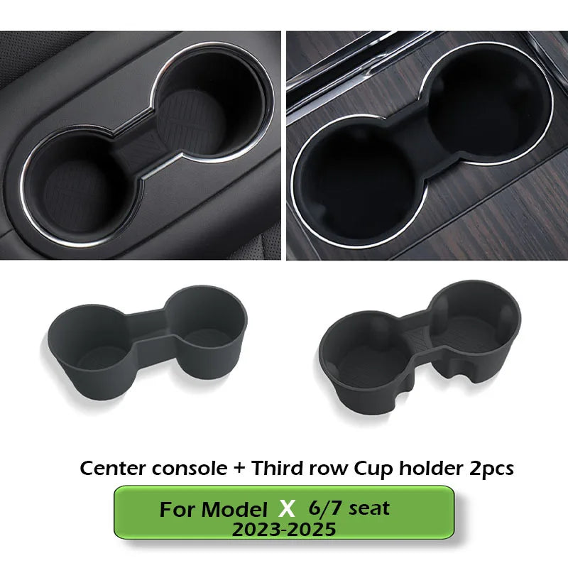 Water Cup Holder For Tesla Model X 2023 - 2026 Model S Central Control Drinks Holder Rear Seat Water Cup Cover Accessories