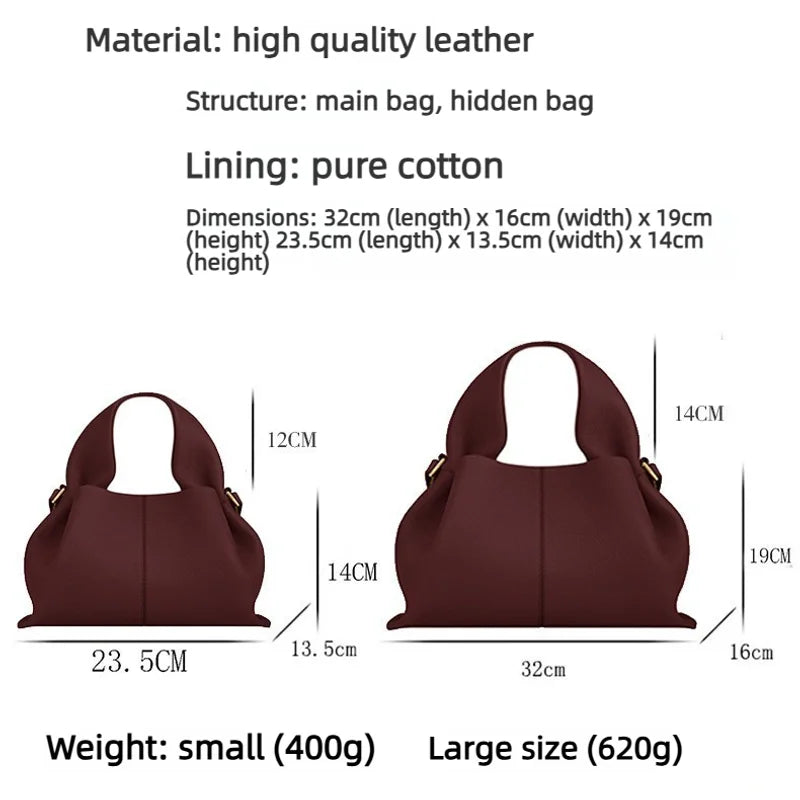 2026 New Cloud Dumpling Bag Unique Design Light Luxury Crossbody Top Handle Shoulder Bag Versatile Work Evening Handbag