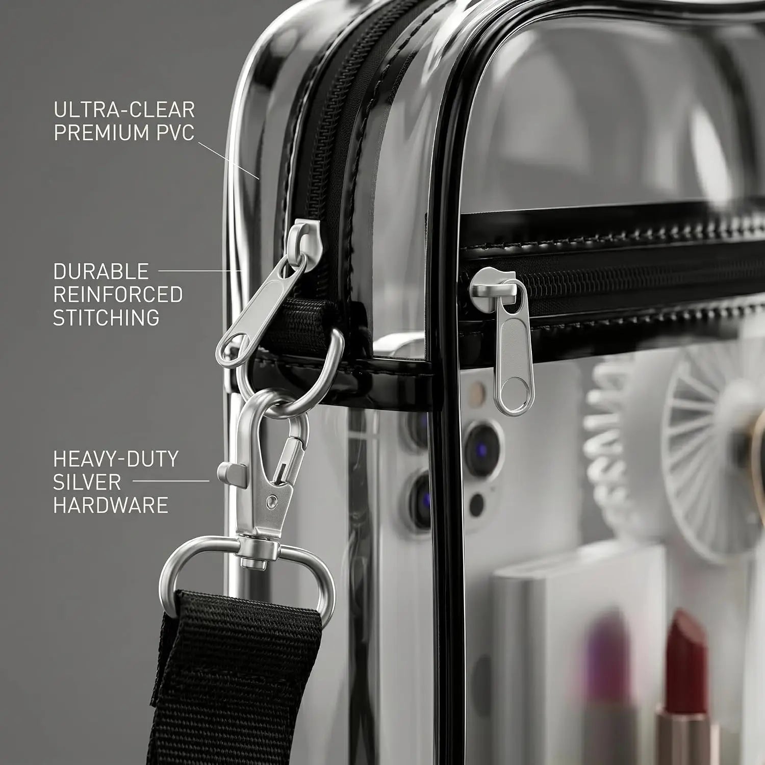 1PCS Approved Clear Crossbody Bag for Stadium Events Concerts Sports PVC Shoulder Bag