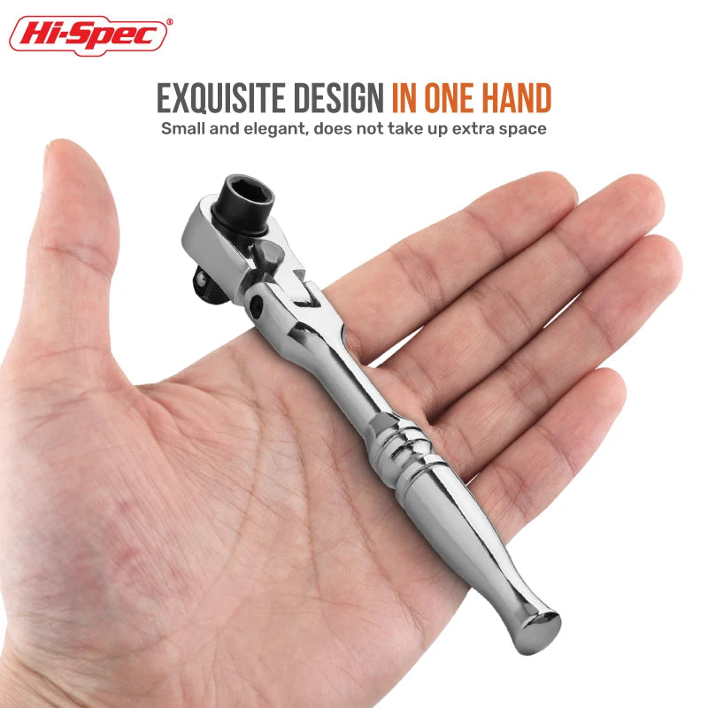 Hi-Spec 2-in-1 Mini Ratchet Wrench Movable Head Handle Double-Ended Socket Wrench Small Fly Torque Spanner Hand Repair Tools