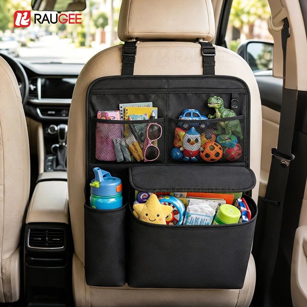 Car Seat Back Storage Bag Multifunctional Leather Car Backseat Organizer Wear Resistant Car Seat Back Storage Bag Cup Holder