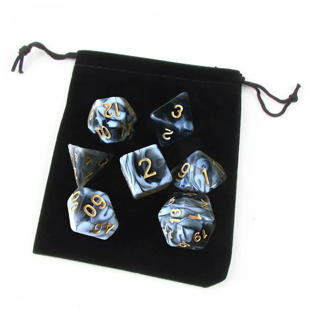 Acrylic Polyhedral Dices Set, D8 D10 D12 D20 Bar Toys with Pouch for DND RPG Role Playing Board Game Math Teaching