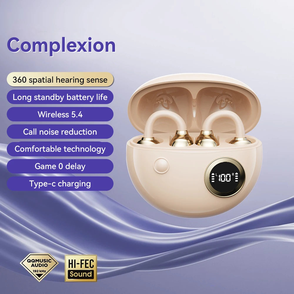 Fashion Plated Ear Clip Type True Wireless Bluetooth Headsets 0 Delayed Game HD Call Run Headphones Clip-On Earphones With Mic