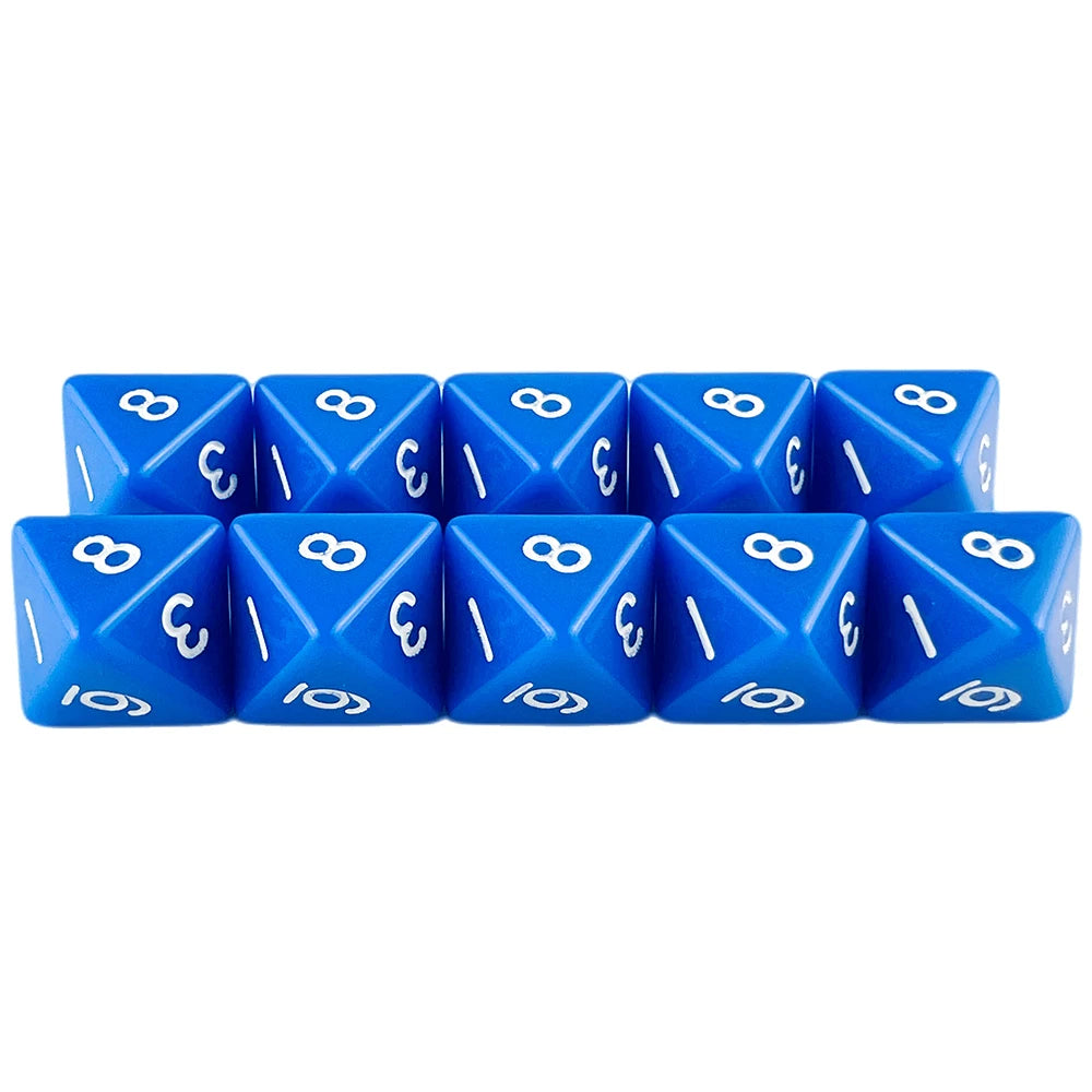 D8 Polyhedral Dice 15.5mm TRPG DND Digital Dice Game Set 8 Sides 10Pcs for Board Game