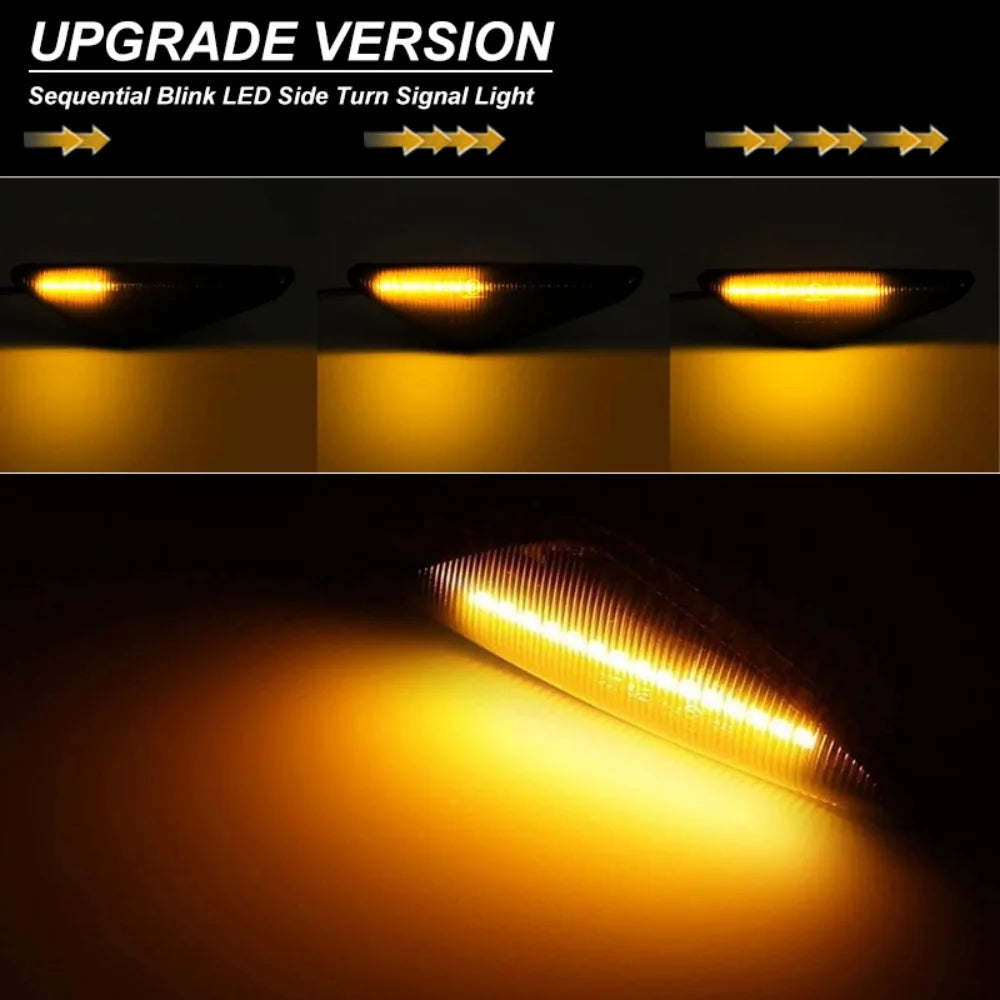 For BMW X3 F25 X5 E70 X6 E71 E72 Error Free Amber Sequential Blinker LED Car Front Fender Side Marker Turn Signal Lights 12V