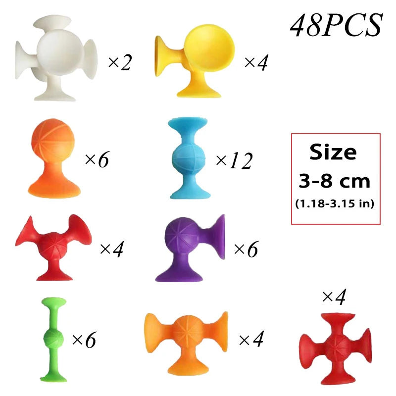 Montessori Animal Silicone Soft Building Blocks Children Toys DIY Suction Cup Assembly Construct Sensory Play Educational Toys