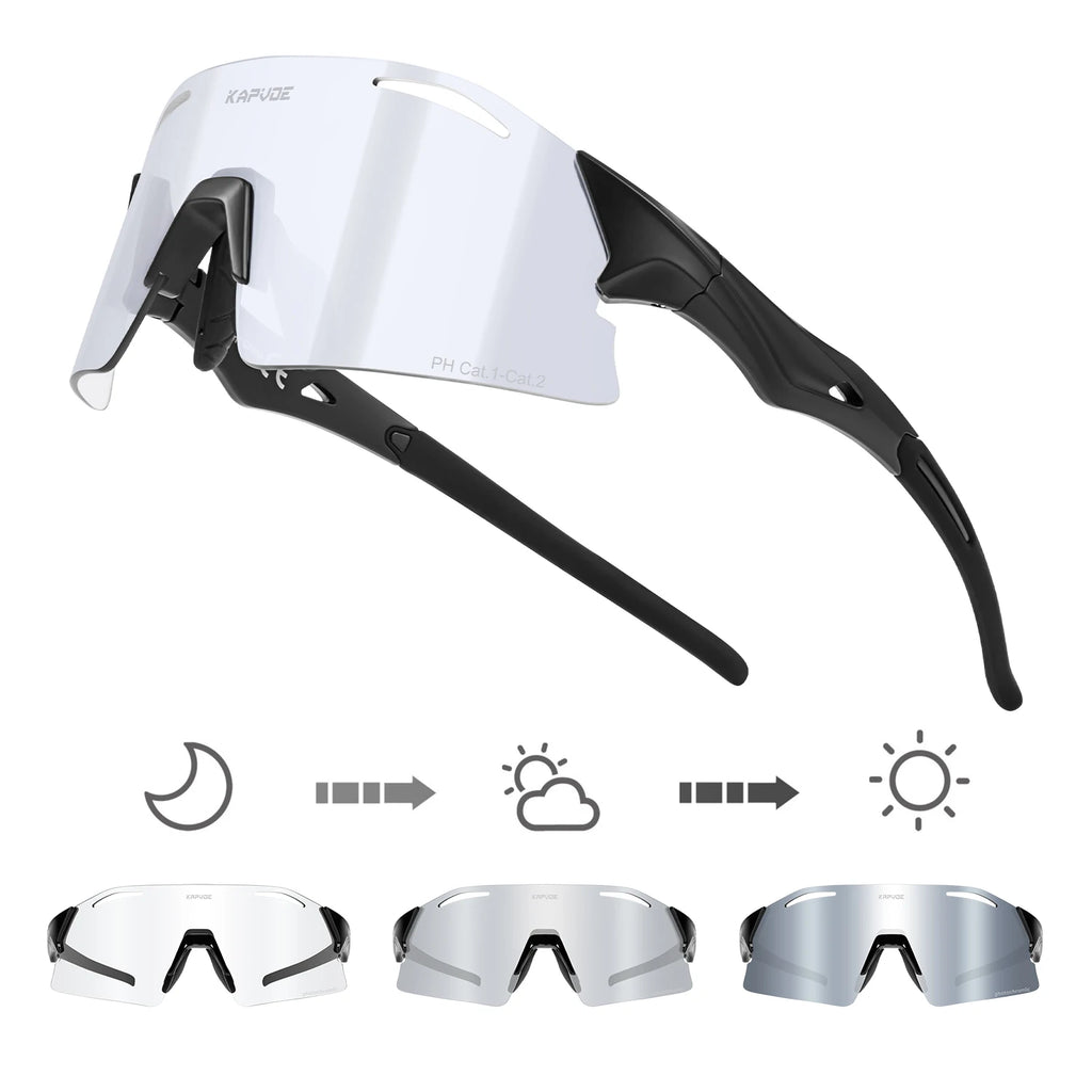 Kapvoe UV400 Fashion Sunglasses Men MTB Bike Cycling Glasses Eyewear Women Bike Outdoor Sports Night-riding glasses for racing