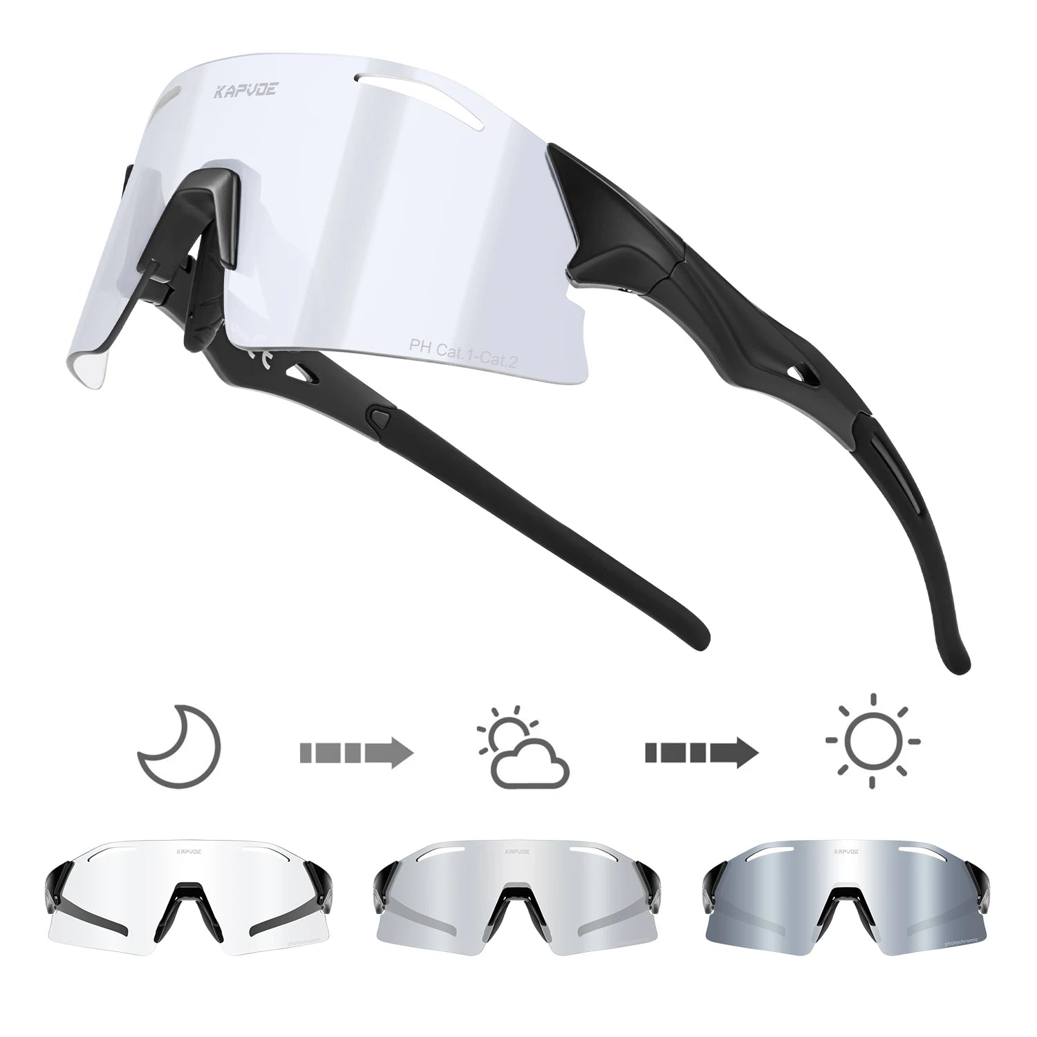 Kapvoe UV400 Fashion Sunglasses Men MTB Bike Cycling Glasses Eyewear Women Bike Outdoor Sports Night-riding glasses for racing