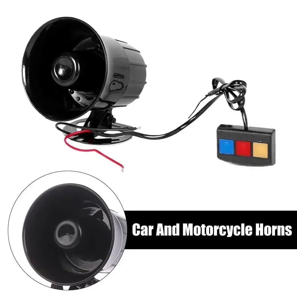 12V 3 Tone Sound Loud Car Horn Motorcycle Warning Alarm Police Fire Siren Horn Speaker Automotive Accessories 20W Accessory