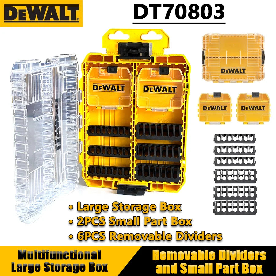 DEWALT DT70803 Large Storage Box with Removable Dividers and Small Part Box Multifunctional Transparent Plastic Stackable Box