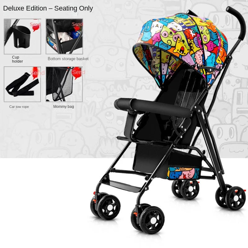 Baby Buggy Can Sit or Lie Down Lightweight Folding Locket Umbrella Car Baby 0 to 3 Years Old Child Stroller