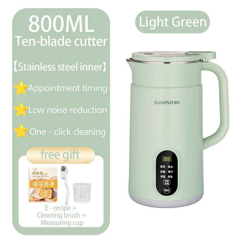 SUNATUR 600w Soybean milk maker- 800ml Heated wall breaking machine，for nut vegetable（HB-B6K）
