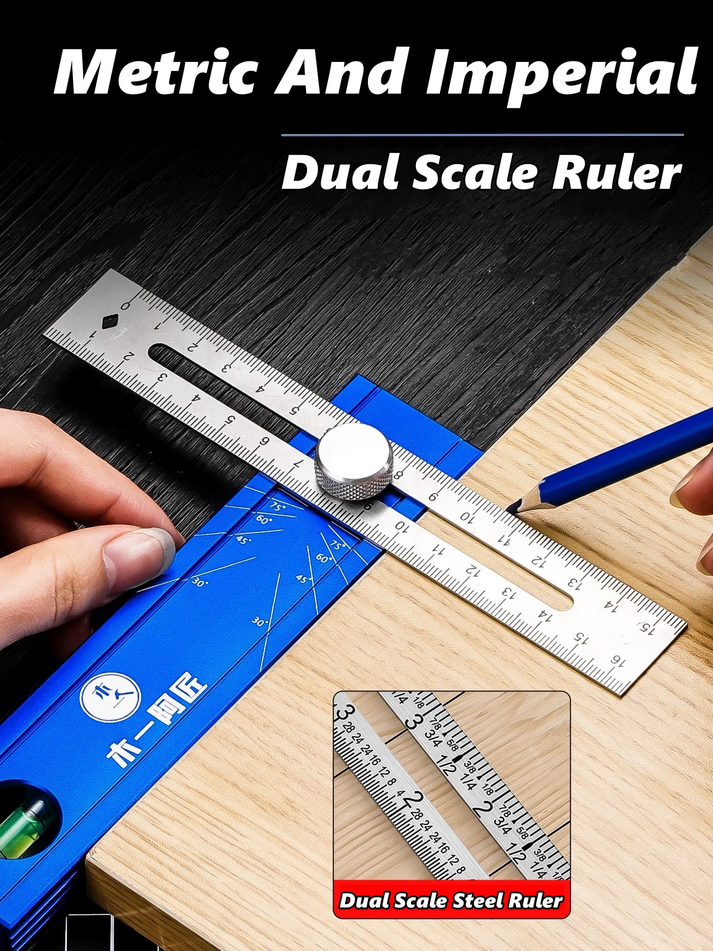 Scriber Marking Tools Multiple Angled Positioning Ruler Multi Angle Finder Gauge High Precise Bubble Level and Limit Marker