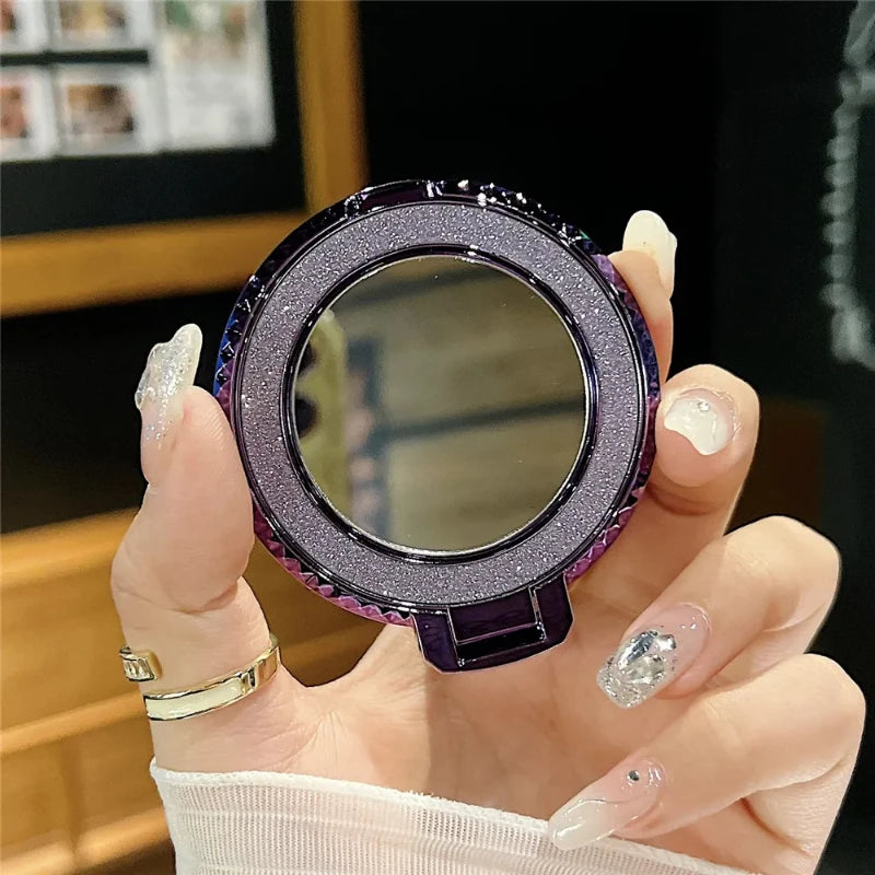 Luxury Diamond Patterned Magnetic Back Sticker 360° Rotating Mirror Magnetic Phone Holder Suitable for Various Phone Models