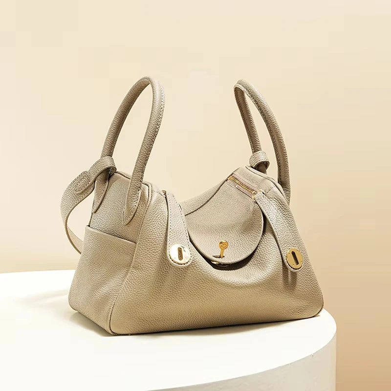 Women's Handbag 2026 New Style Top Layer Cowhide Leather Lundy Mini Doctor Bag Genuine Leather Handbag Single Shoulder Crossb