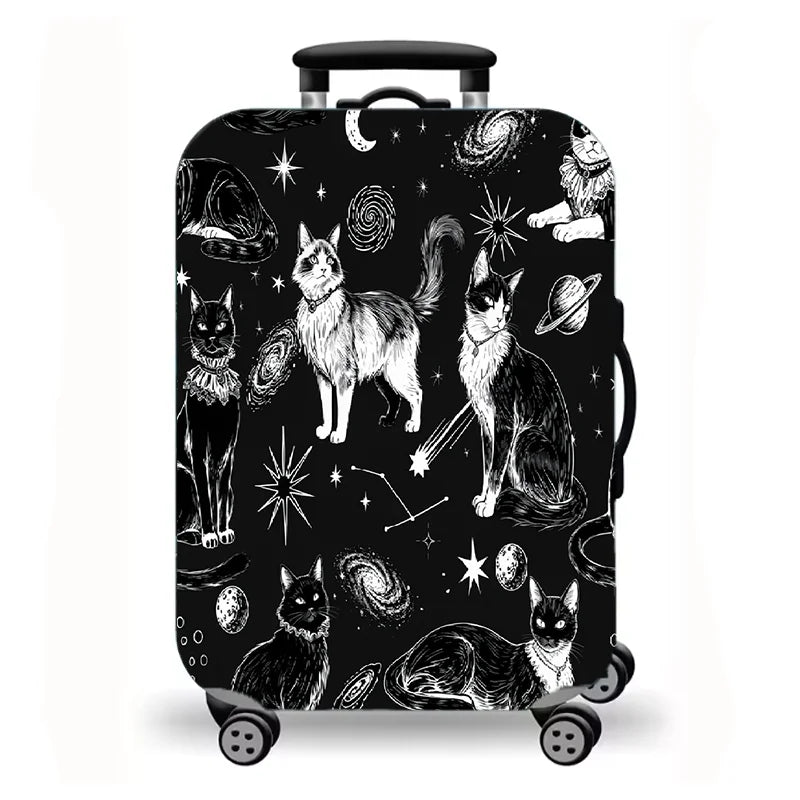 Suitcase protective cover, travel oil painting cat and dog pattern elastic suitcase dust cover, a total of 9 colors