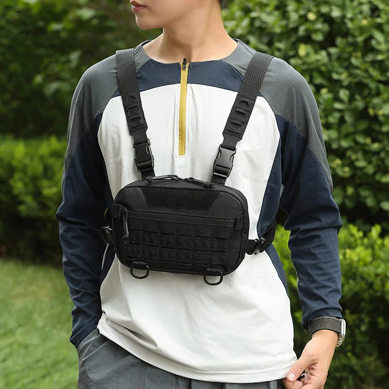 Men's Tactical Molle Chest Bag Outdoor Sports Travel Vest Hiking Trekking Hunting Backpack Fishing Cycling Bags Front Rig Pouch