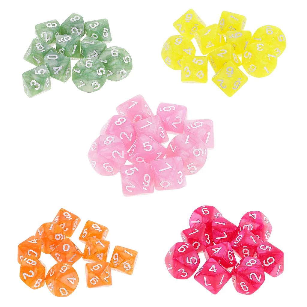 MagiDeal 10pcs 10 Sided Dice D10 Polyhedral Dice for Table Games for Pub Club Games Supplies Dungeons and Dragons Table Games