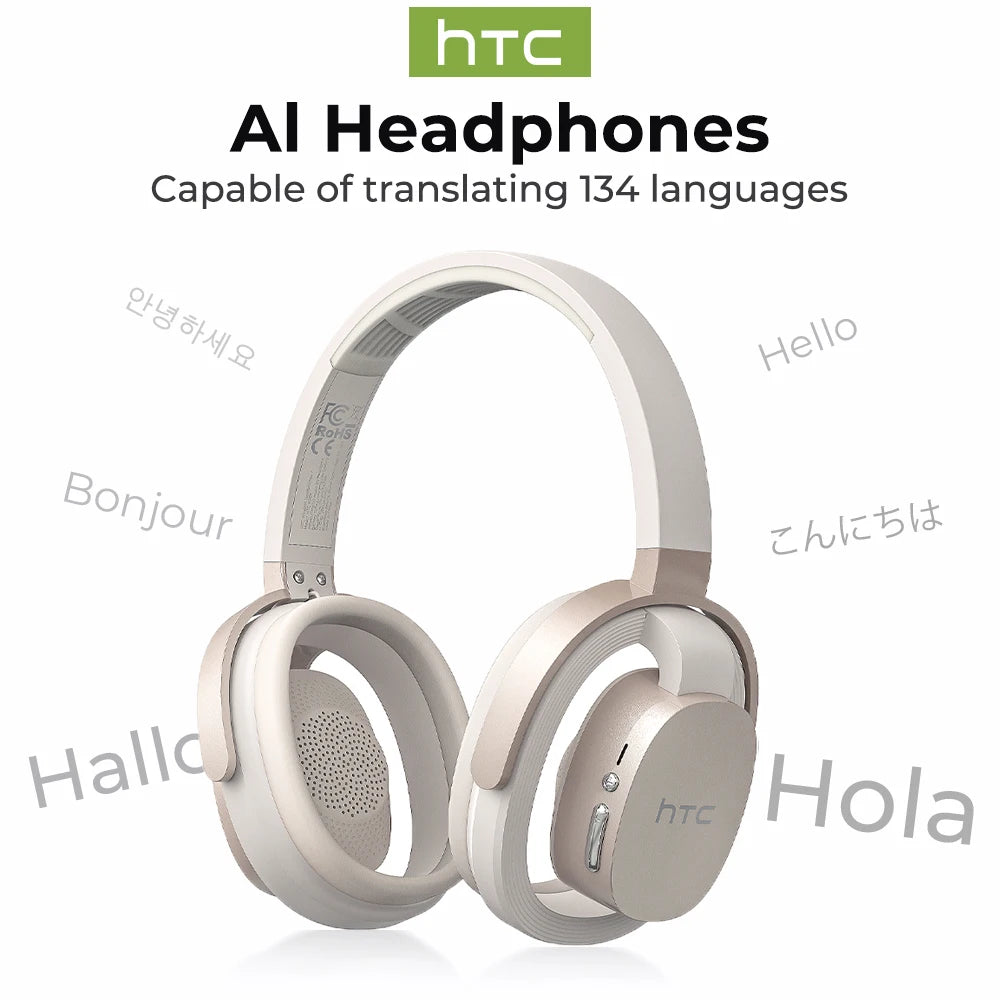 Wireless Game Earphones HTC HP07 AI Translator Headset with Mic, Comfortable Sports Headband, Immersive Audio for Running Gym