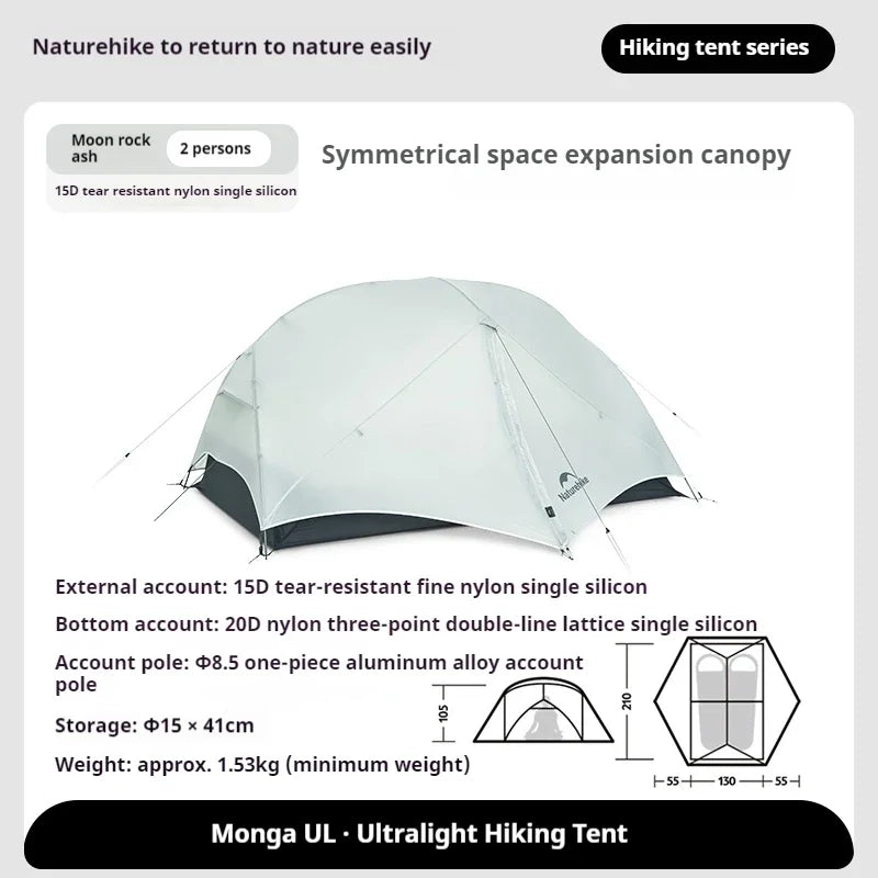 Naturehike Mongar UL Hiking Tent 1 2 Person 15D Nylon Ultralight Waterproof Double Layer Outdoor Backpacking Travel Camping Tent