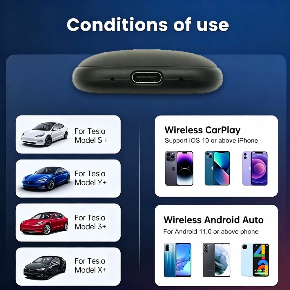 PLAYAIBOX CarPlay Ai Box Wireless CarPlay Android TV Box Android 10 System Built in Youtube Netflix For Tesla Model 3 Model Y X