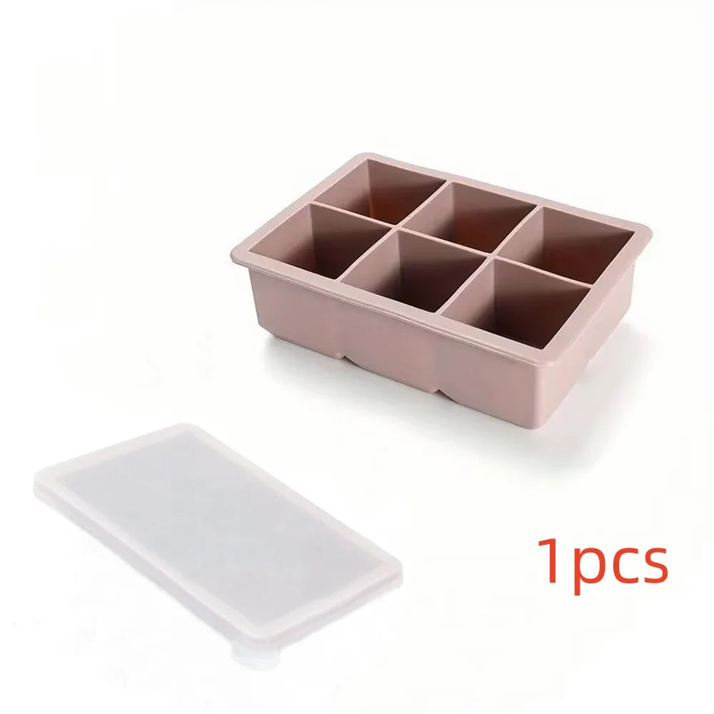 Large Ice Cube Tray with Lid,Stackable Big Silicone Square Ice Cube Mold for Whiskey Cocktails Bourbon Soups  Treats,BPA Free