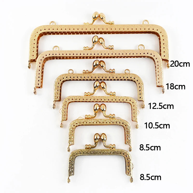 1/2/5Pcs 8.5-20cm Metal Gold Embossed Bag Handle Purse Frame Kiss Clasp for Women's Handbag Wallet DIY Handmade Bags Accessories