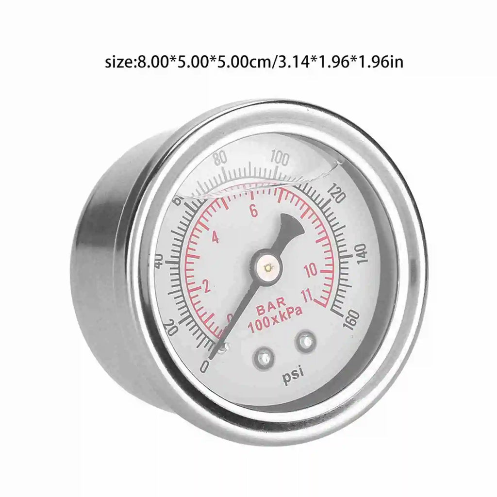 0-160 PSI/bar Car Fuel Pressure Regulator Gauge Liquid Fill Fuel Oil Pressure Meter Gauge