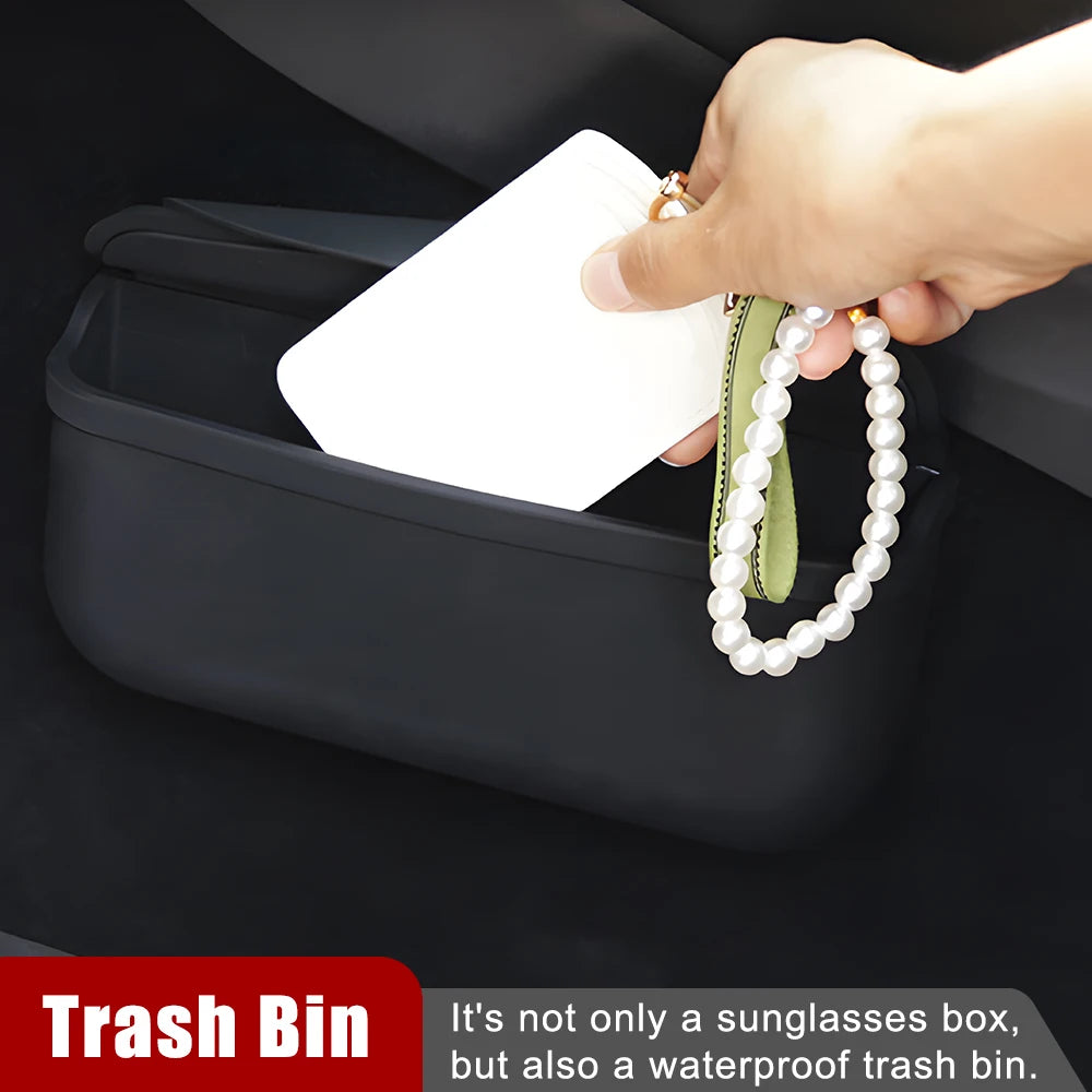 Car Storage Box Sticky Case Glasses Sunglasses Holder Garbage Trash Bin Door Seat Dash Board Accessories For Tesla Model 3 Y