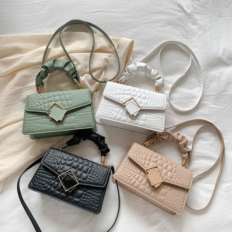 Elegant Snake Bone Chain Small Square Bag Women's Crossbody Simple Design Spring Summer New Style Trendy Handbag Purse