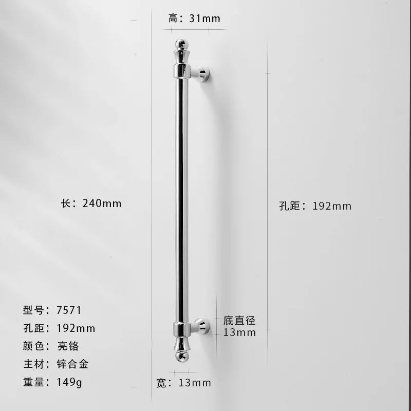 Bright Chrome Silver Wardrobe Door Handle Modern Minimalist Zinc-Alloy Pull for Cabinet Shoe Cabinet  Drawer Furniture Hardware