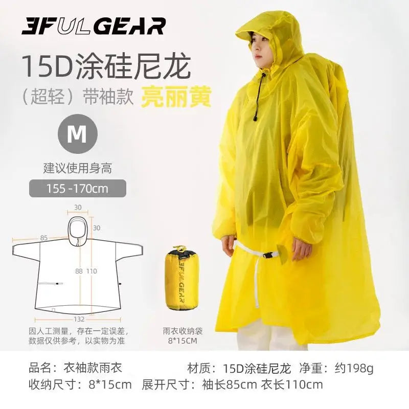 3F UL GEAR Ultralight Women's Men's Rain Coat Jacket Outdoor Camping Hiking Trekking 15D Nylon Waterproof Raincoat Lightweight