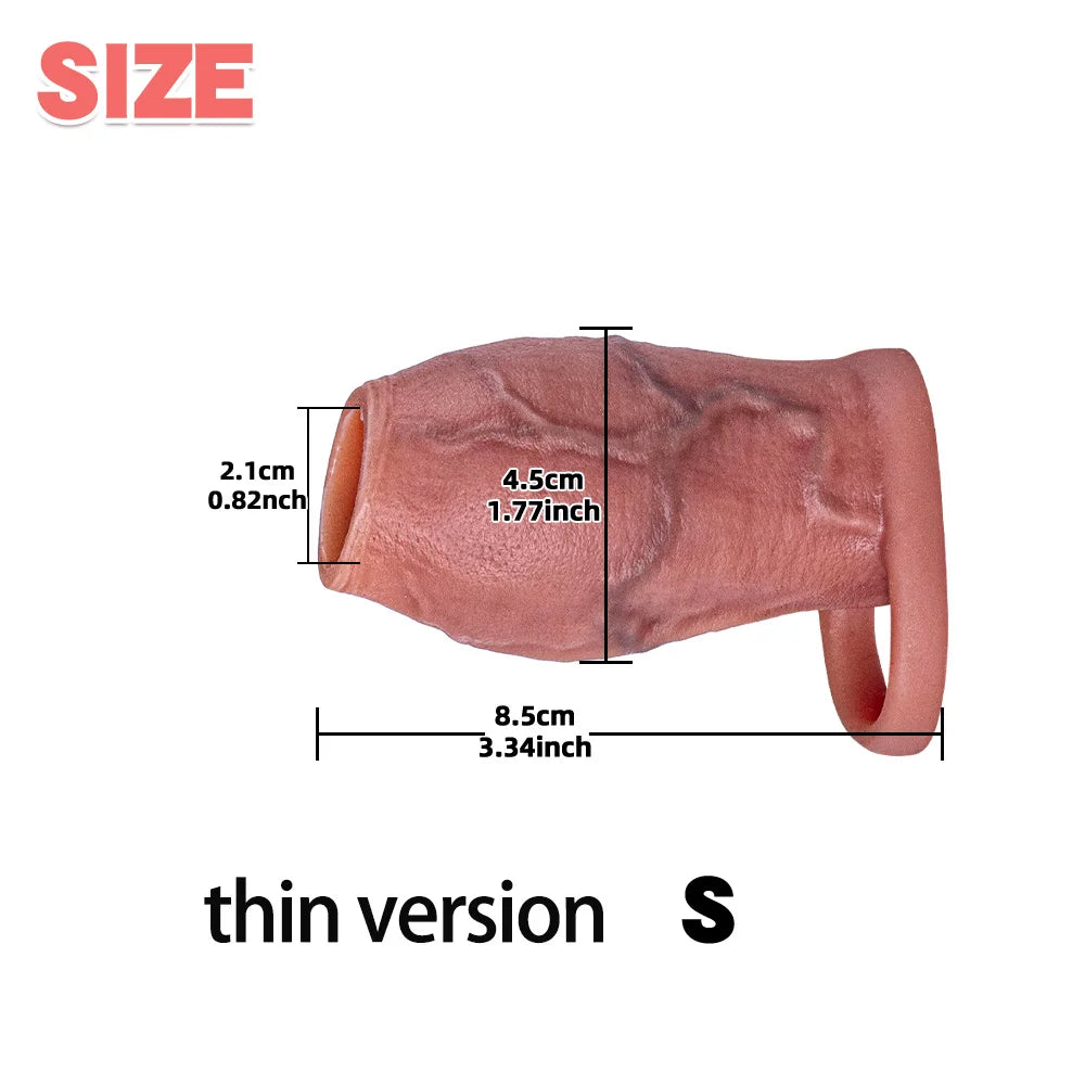 Dick Sleeve Enlargement Lock Sperm Penis Ring Adult Men Sex Toy Enlarged and Thicken Cock Sleeve Soft Silicone Male 18+ Sexy Toy