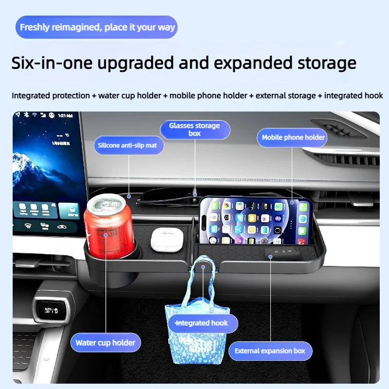 For Toyota RAV4 XA60 2026 2027 Car Passenger Side Dashboard Storage Box Water Cup Holder Phone Holder Expanded Organizer Tray