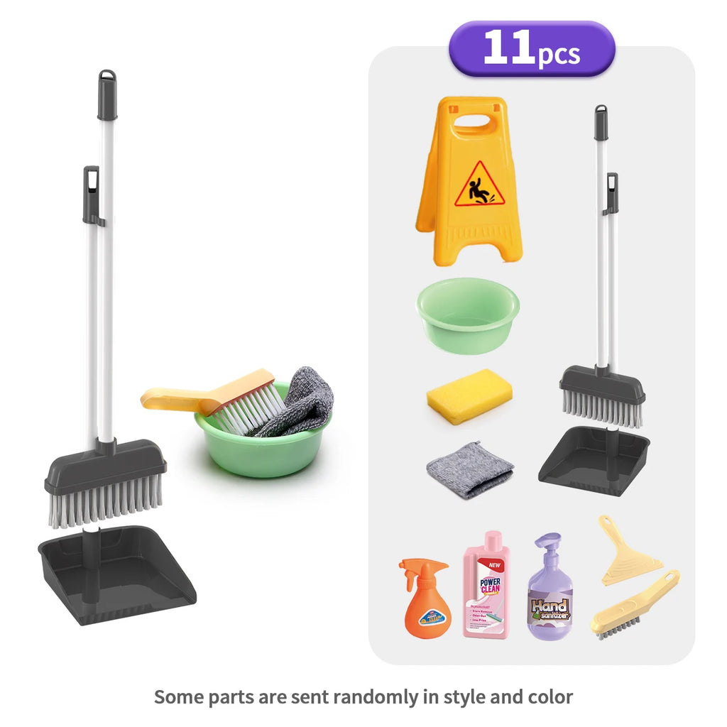 Kids Real Suction Cleaning Play Set with Storage Rack - 3-in-1 Electric Vacuum Cleaner & Pretend Cleaning Tools for Toddlers