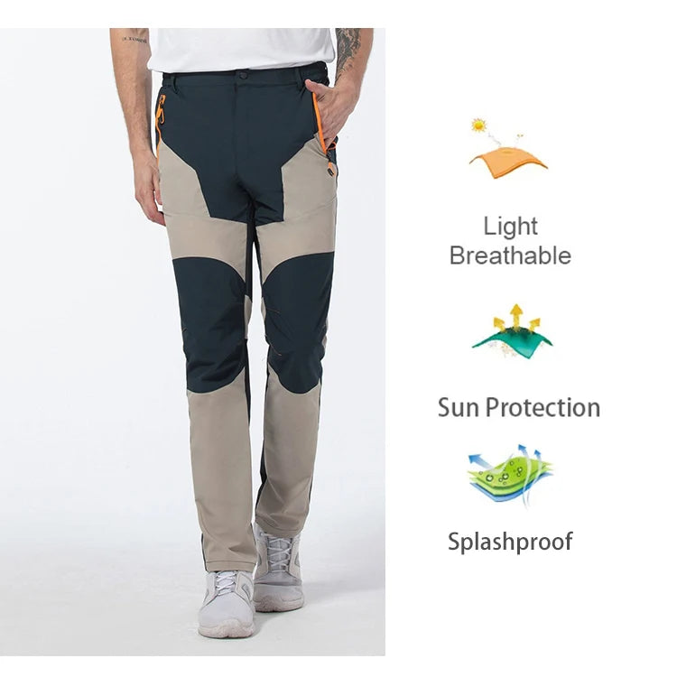 Men's Hiking Pants Summer ultra-thin, Breathable and cool Quick Dry Lightweight Cargo Work Golf Travel Pants with Zipper Pocket